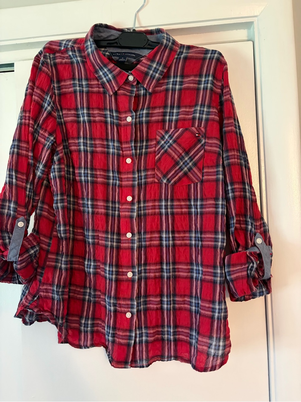 Tommy Hilfiger Red Plaid Button-Down Shirt for Kids